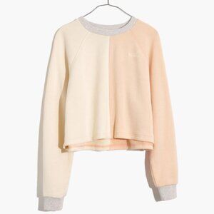 Madewell MWL Airyterry Colorblock Crop Sweatshirt Bone White Pink NWT Size XXS
